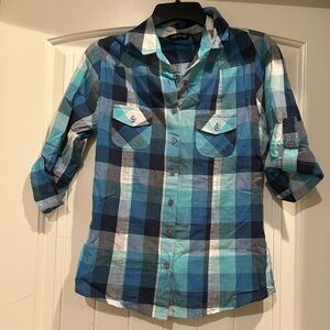 Fashion Web Women’s Plaid Shirt Button Up
Short sleeve size small